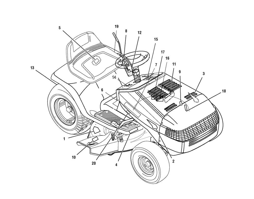 Decals Diagram and Parts List for 425624X190A-552547 2006 Briggs and Stratton Lawn Tractor